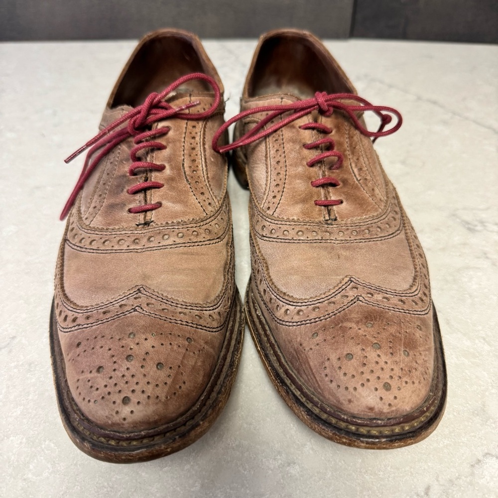 Allen Edmonds Neumok Wingtip Oxford Brown Tan Leather Men's 10 D